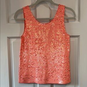J. Crew Peach Sequin Tank Top with Rounded Neckline - Size XS
